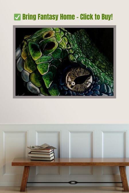 Mystical Dragon Eye Art Print by Quiet Quill – fantasy reptile wall decor